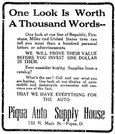 Old advertisement showing the worth of pictures over words