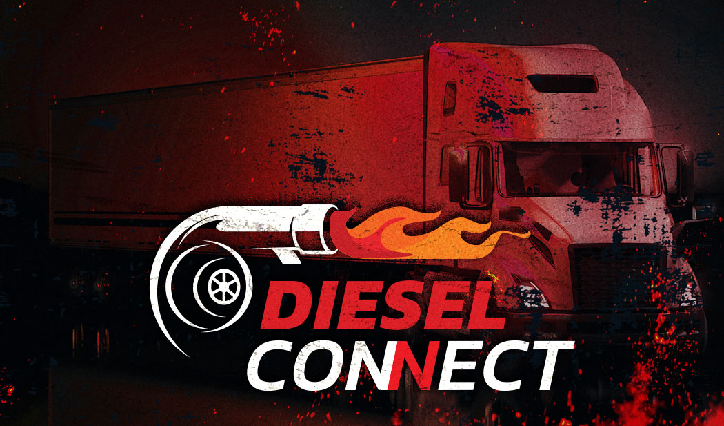 Semi truck with the Diesel Connect logo